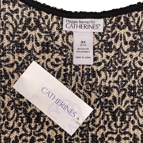 Maggie Barnes Catherines NWT Open-Front Cardigan Plus Size 3X Black Brown Casual - Picture 3 of 7